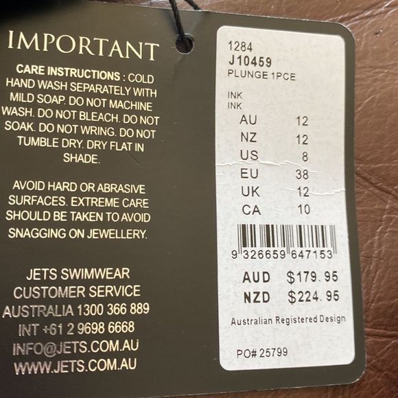 Jets by Jessika Allen Plunge One Piece Bathing Suit Size 10 - Picture 3 of 4